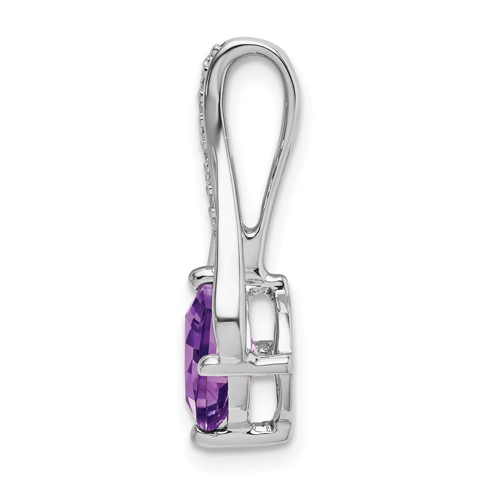 14k White Gold Amethyst and Diamond Pendant (1.9 grams)