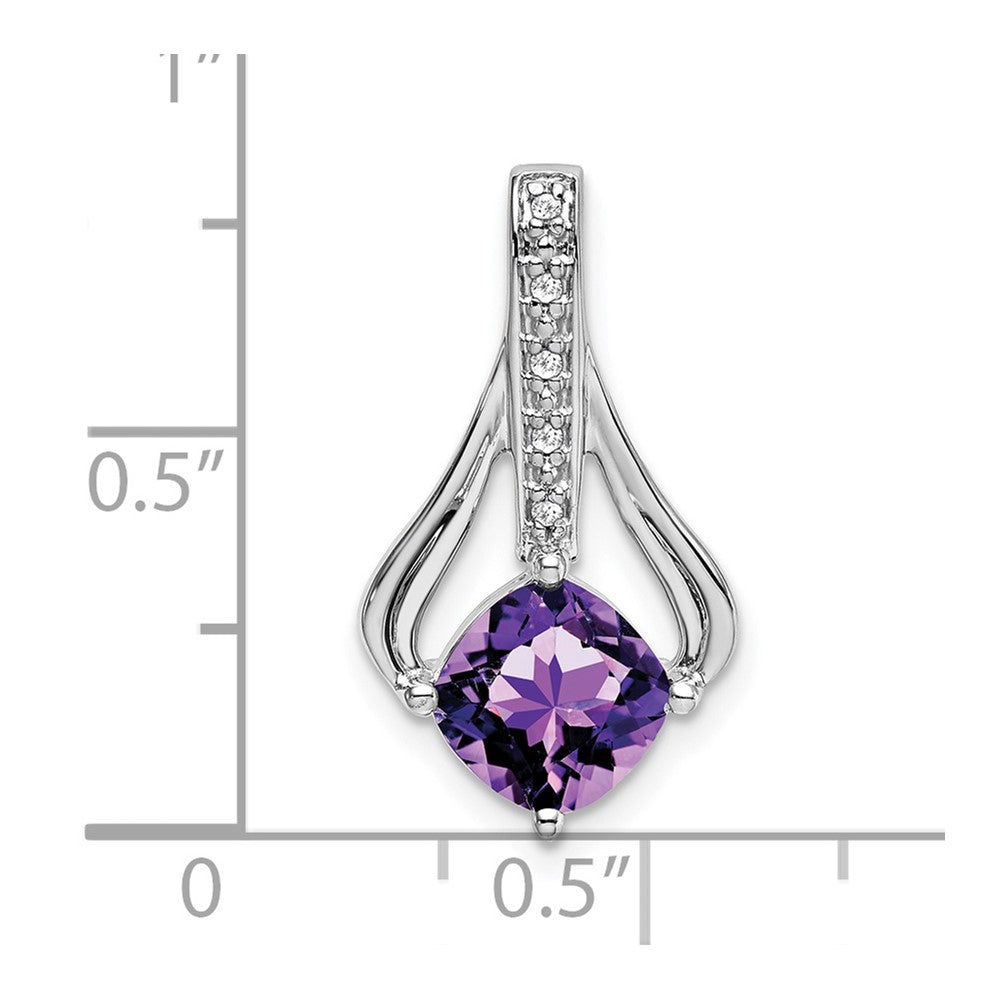 14k White Gold Amethyst and Diamond Pendant (1.9 grams)