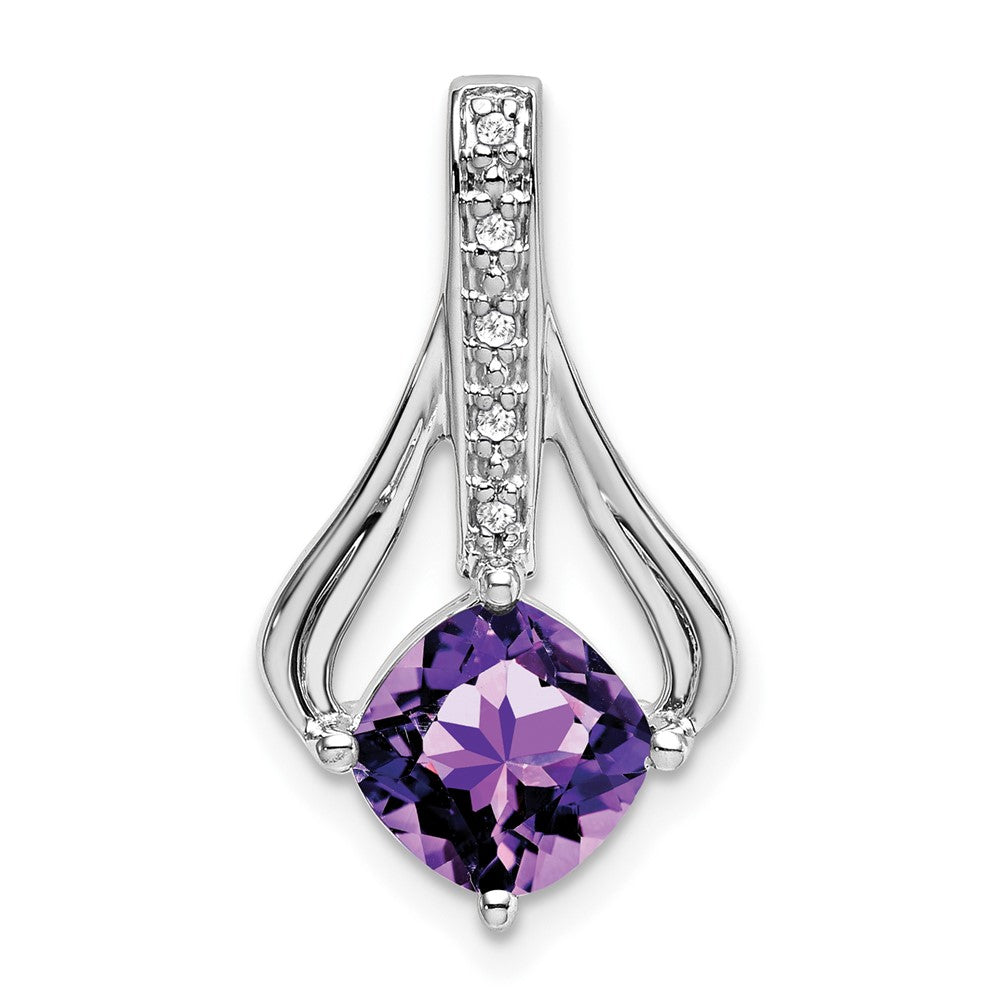 14k White Gold Amethyst and Diamond Pendant (1.9 grams)