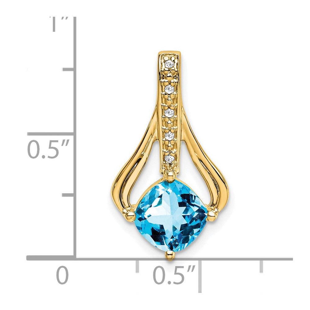 14k Blue Topaz and Diamond Pendant (1.9 grams)