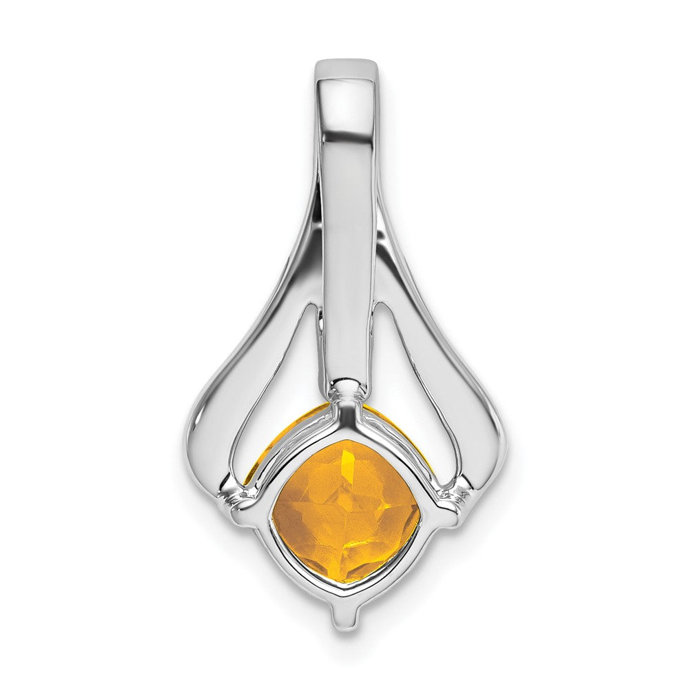 14k White Gold Citrine and Diamond Pendant (1.9 grams)