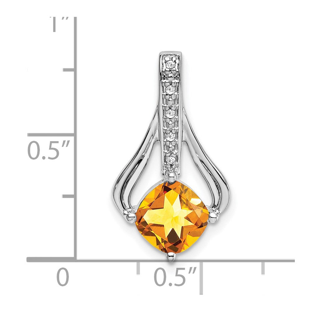 14k White Gold Citrine and Diamond Pendant (1.9 grams)