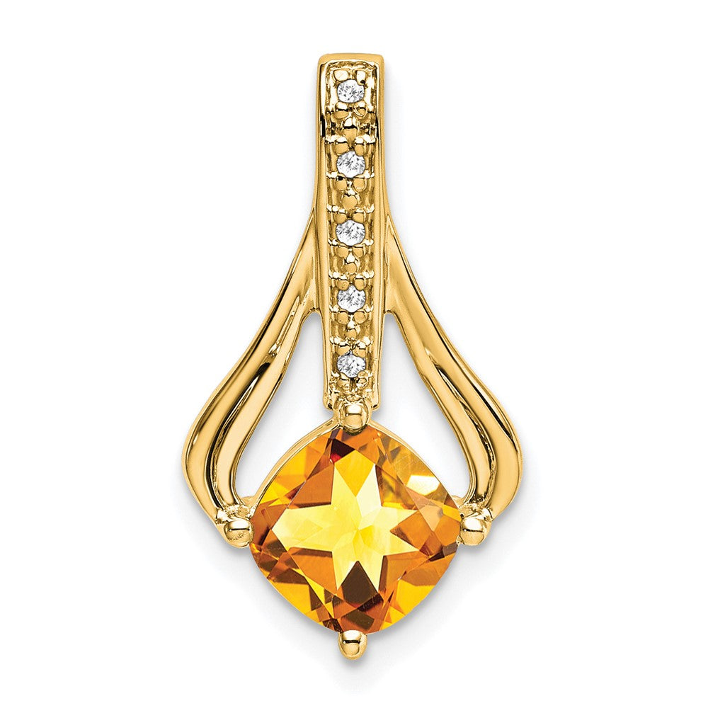 14k Citrine and Diamond Pendant (1.9 grams)