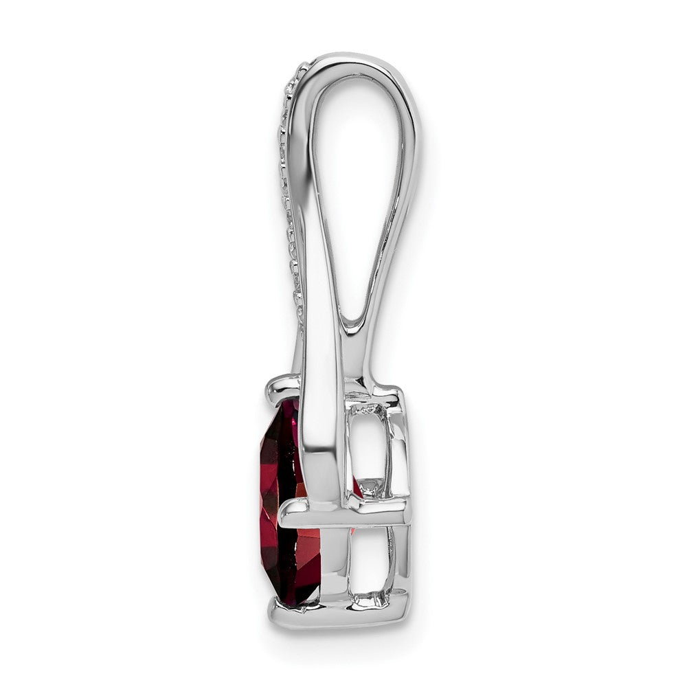 14k White Gold Garnet and Diamond Pendant (1.9 grams)
