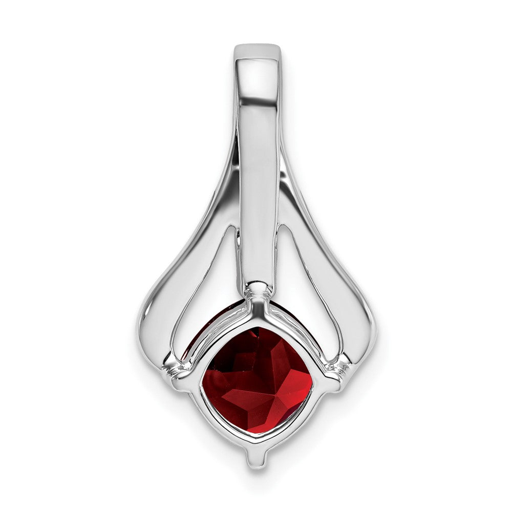 14k White Gold Garnet and Diamond Pendant (1.9 grams)