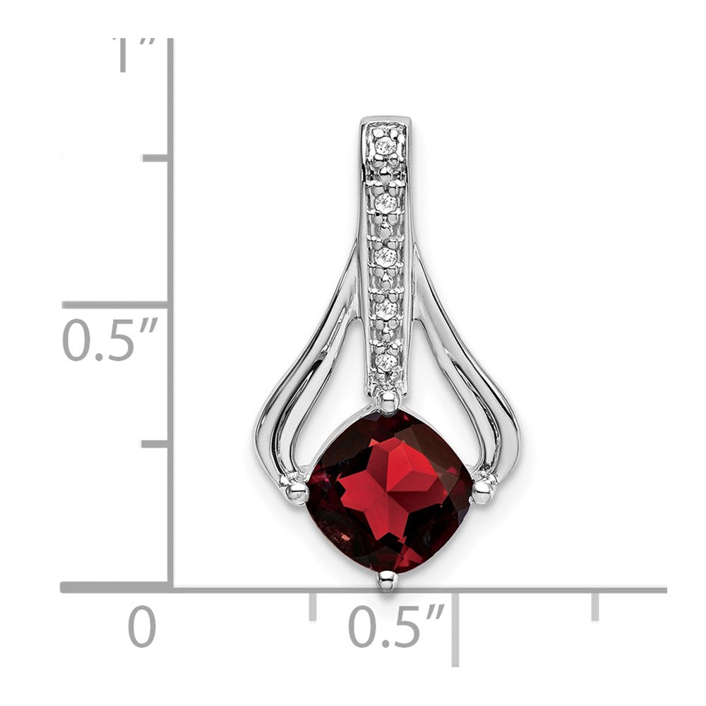 14k White Gold Garnet and Diamond Pendant (1.9 grams)