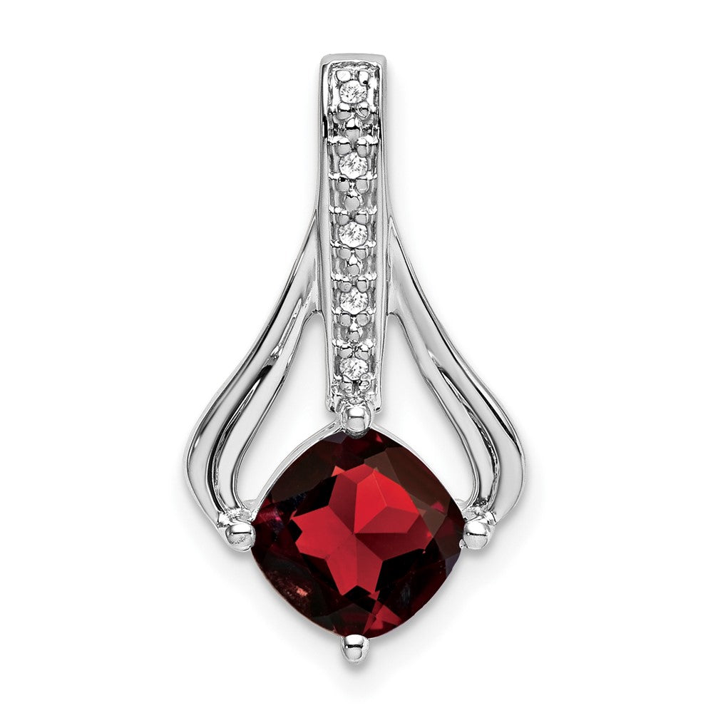 14k White Gold Garnet and Diamond Pendant (1.9 grams)