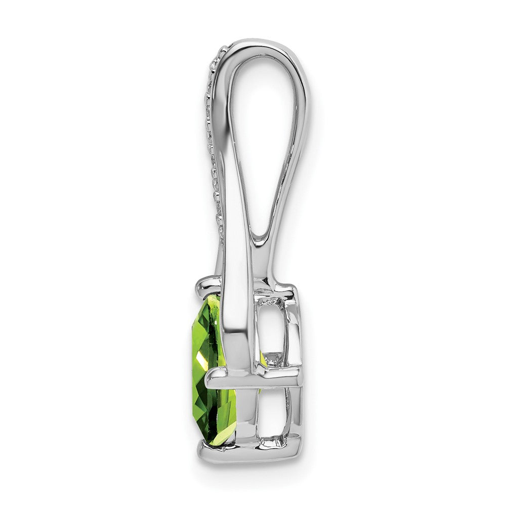 14k White Gold Peridot and Diamond Pendant (1.9 grams)