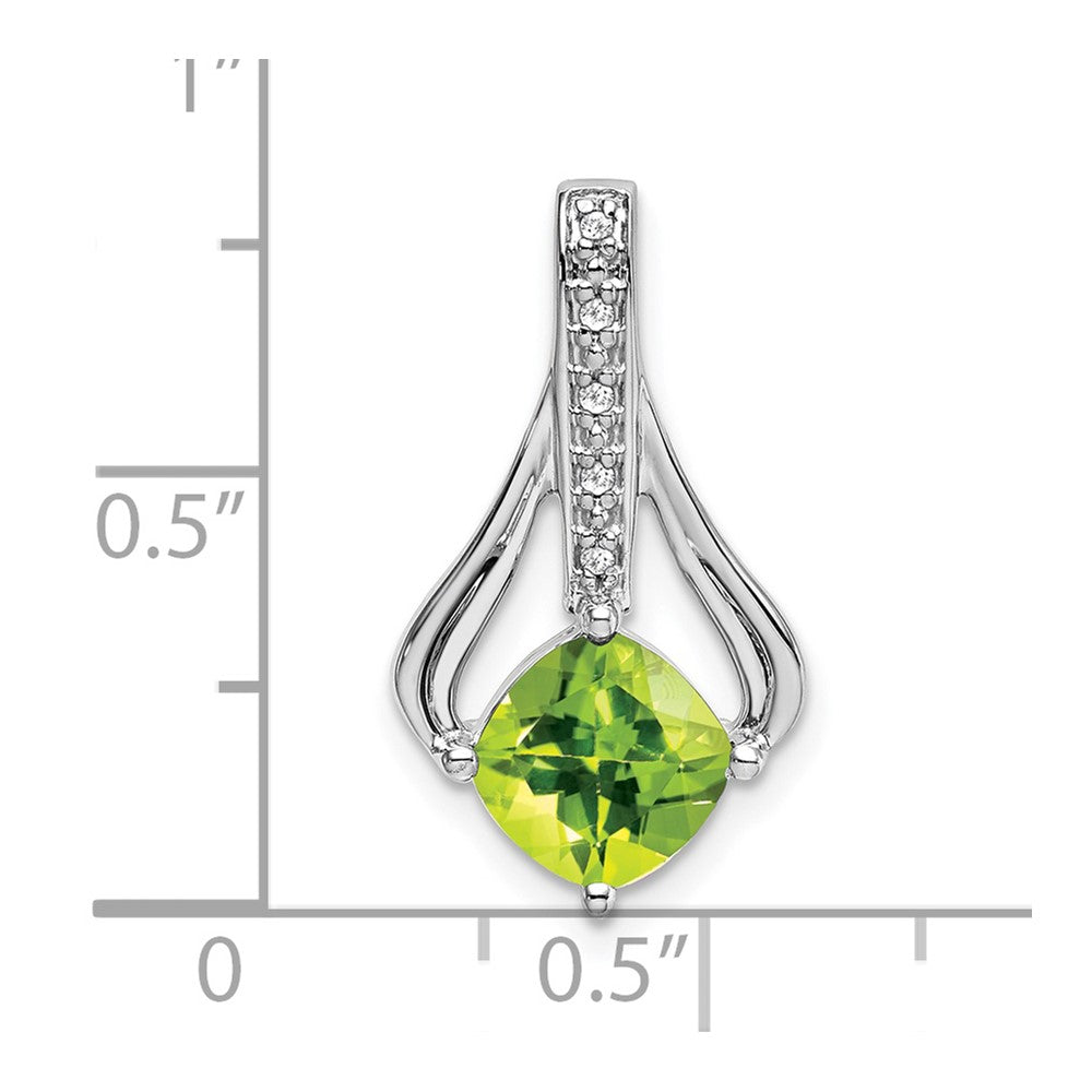14k White Gold Peridot and Diamond Pendant (1.9 grams)