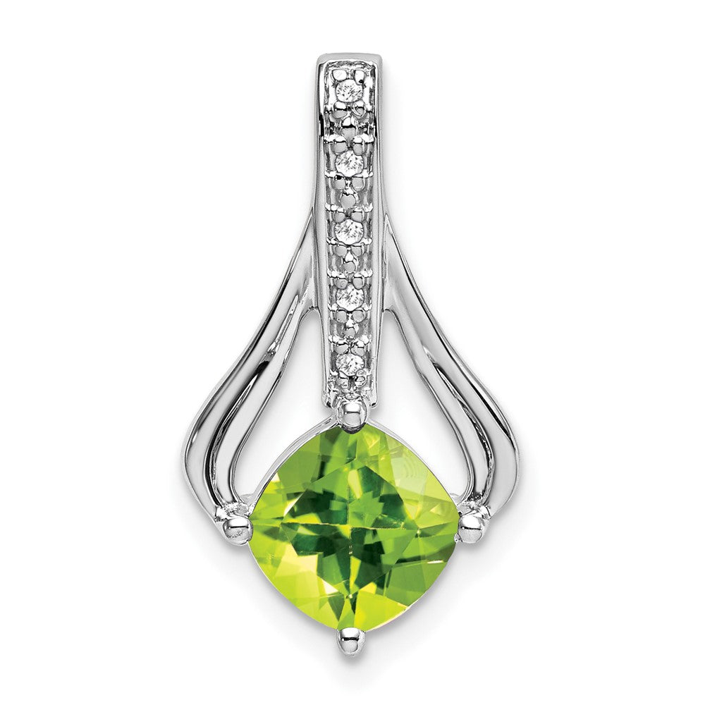 14k White Gold Peridot and Diamond Pendant (1.9 grams)
