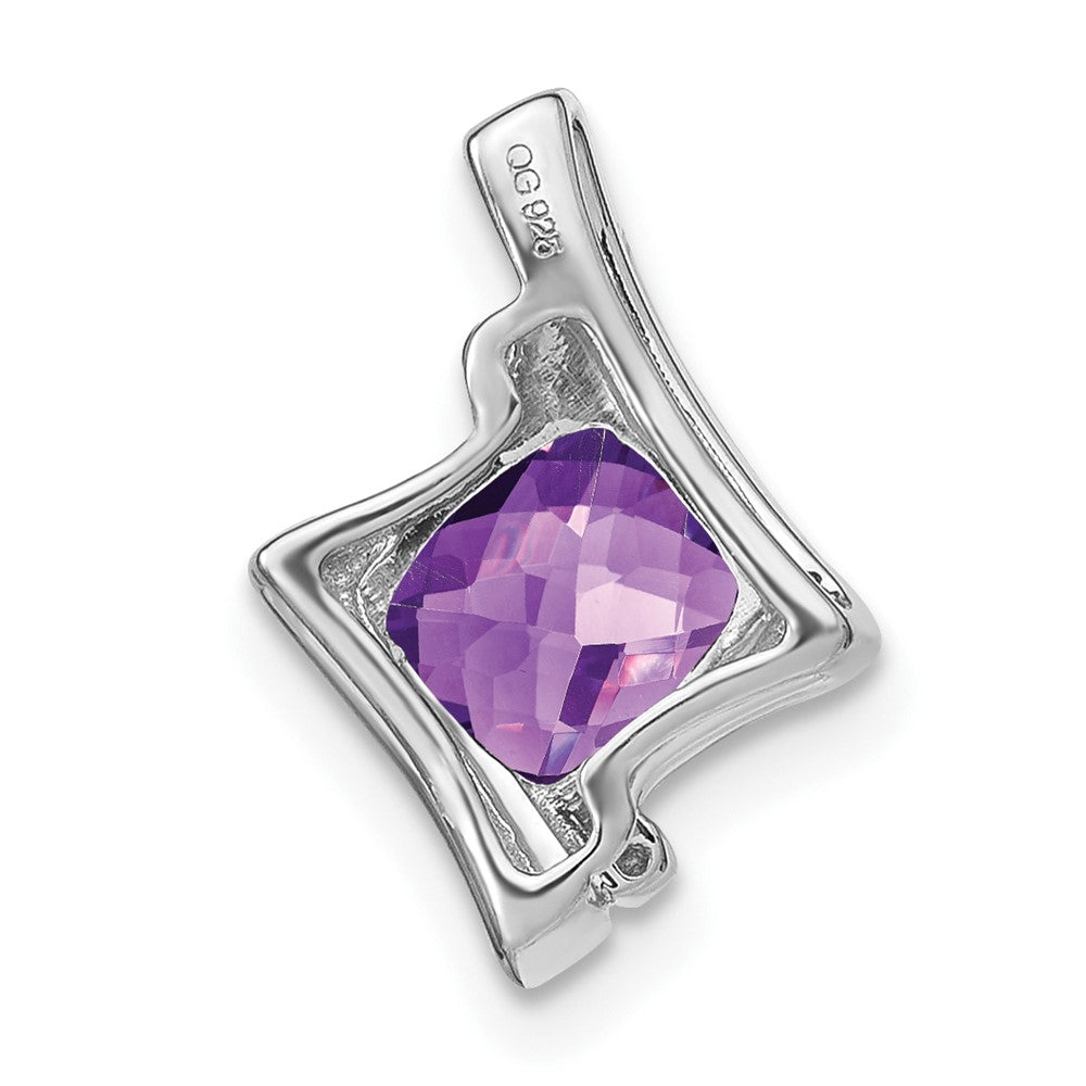 14k White Gold Amethyst and Diamond Pendant (1.2 grams)