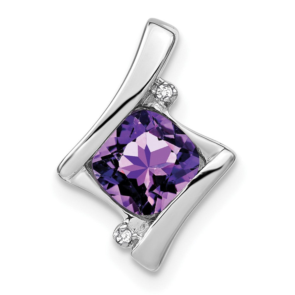 14k White Gold Amethyst and Diamond Pendant (1.2 grams)
