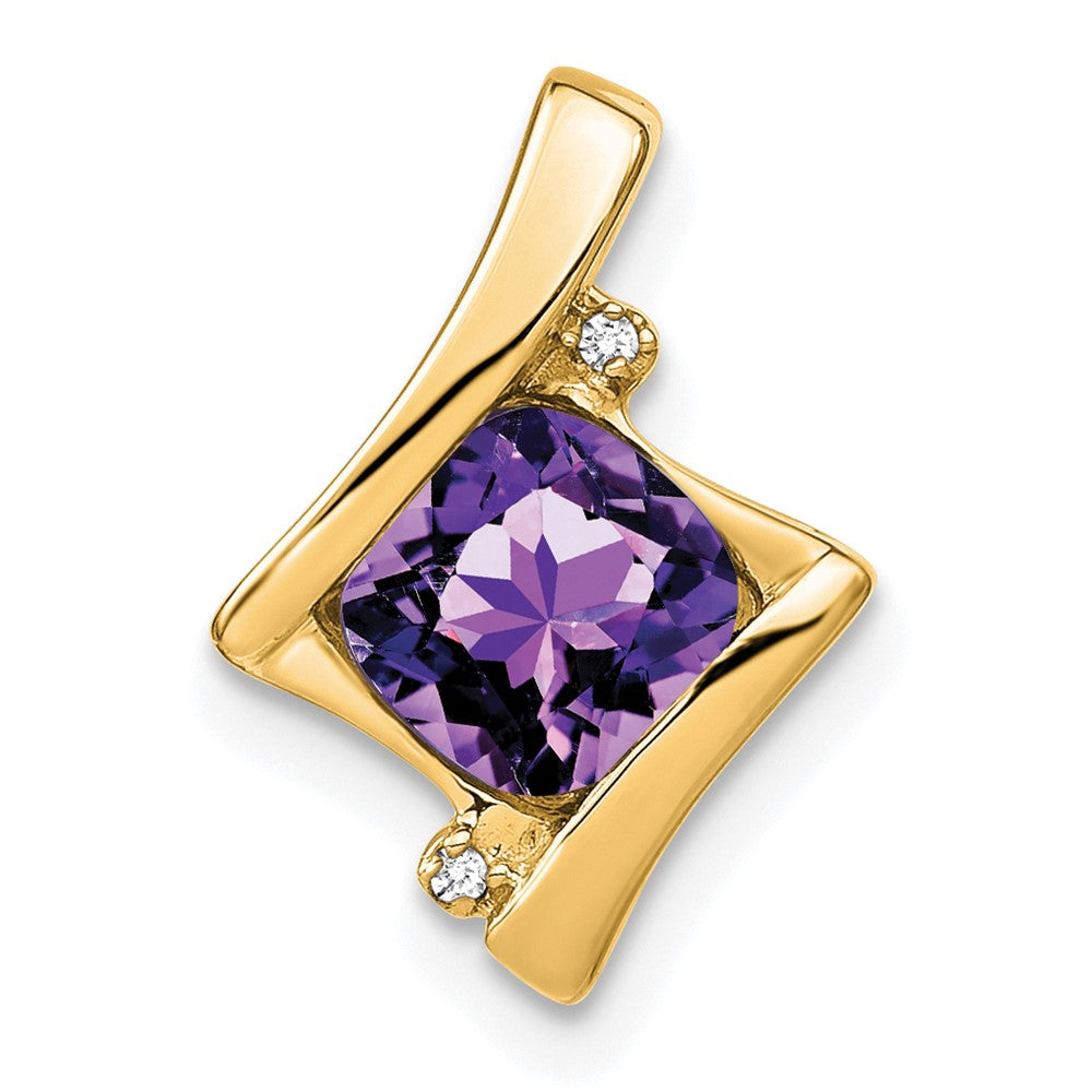 14k Amethyst and Diamond Pendant (1.2 grams)