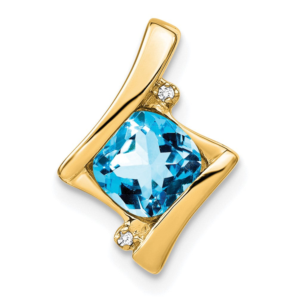 14k Blue Topaz and Diamond Pendant (1.2 grams)