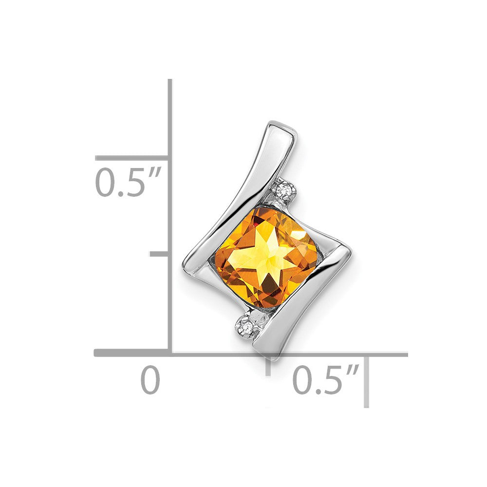 14k White Gold Citrine and Diamond Pendant (1.2 grams)