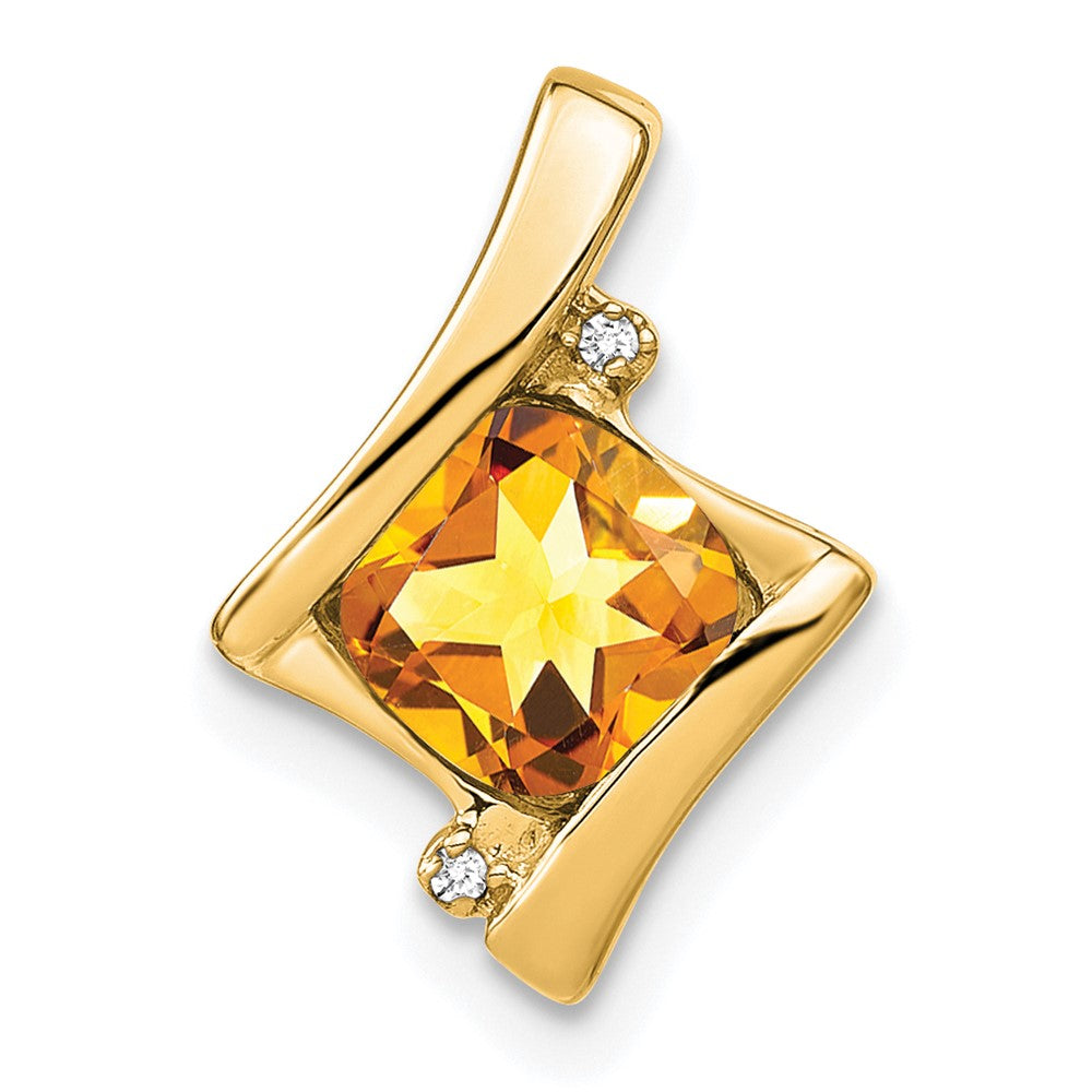 14k Citrine and Diamond Pendant (1.2 grams)