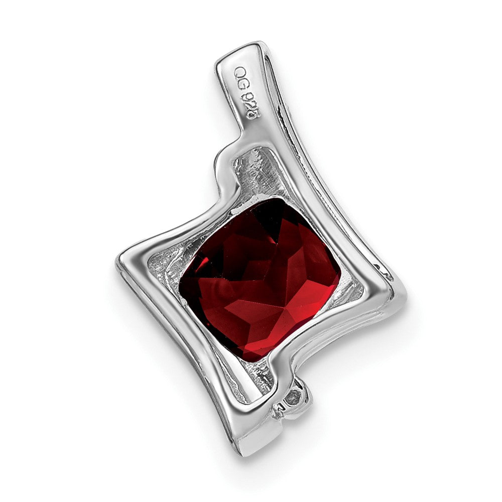 14k White Gold Garnet and Diamond Pendant (1.2 grams)