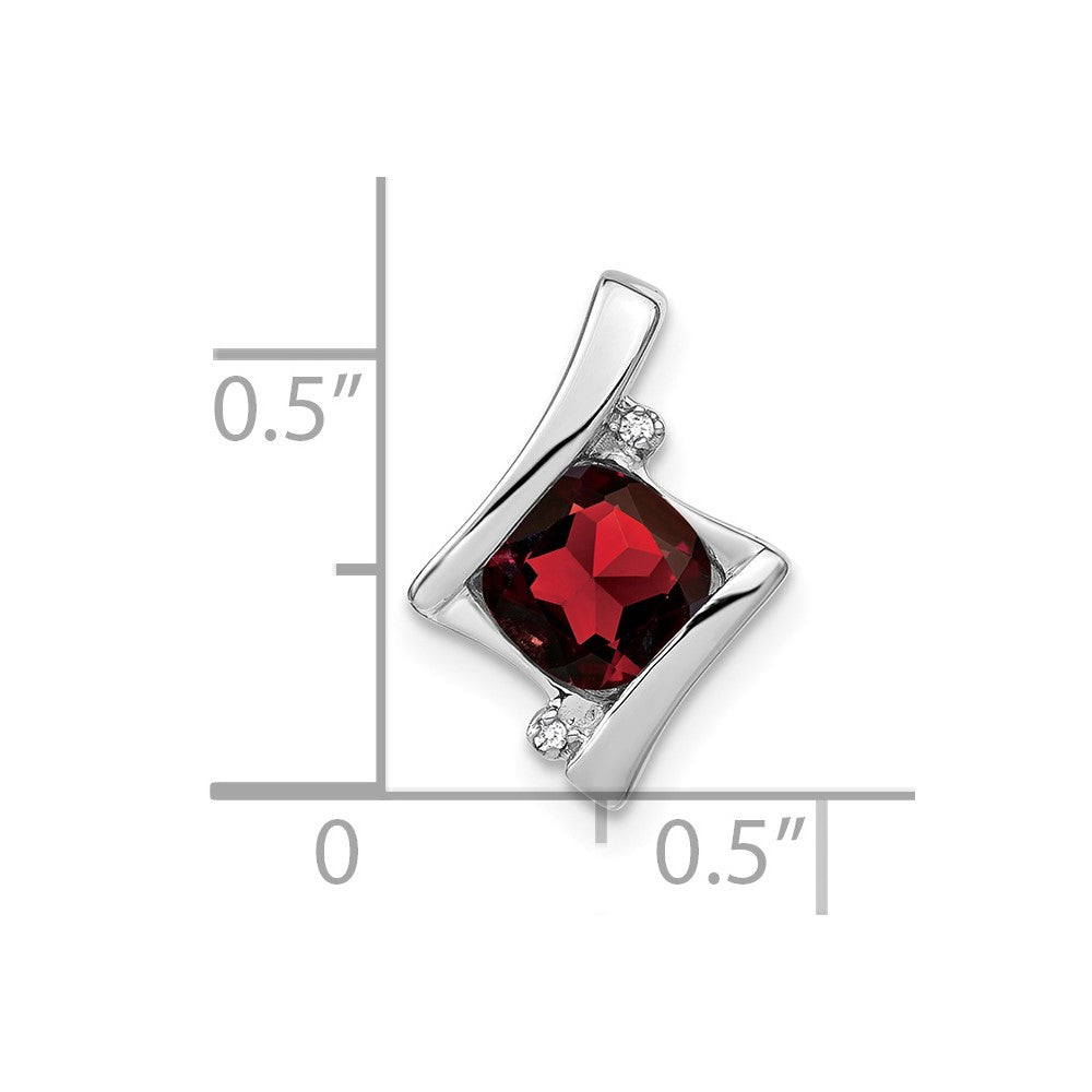 14k White Gold Garnet and Diamond Pendant (1.2 grams)