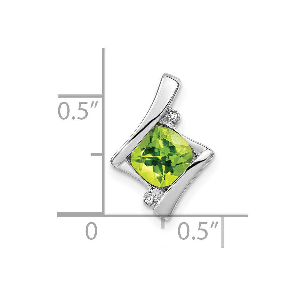 14k White Gold Peridot and Diamond Pendant (1.2 grams)