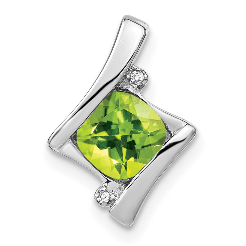 14k White Gold Peridot and Diamond Pendant (1.2 grams)