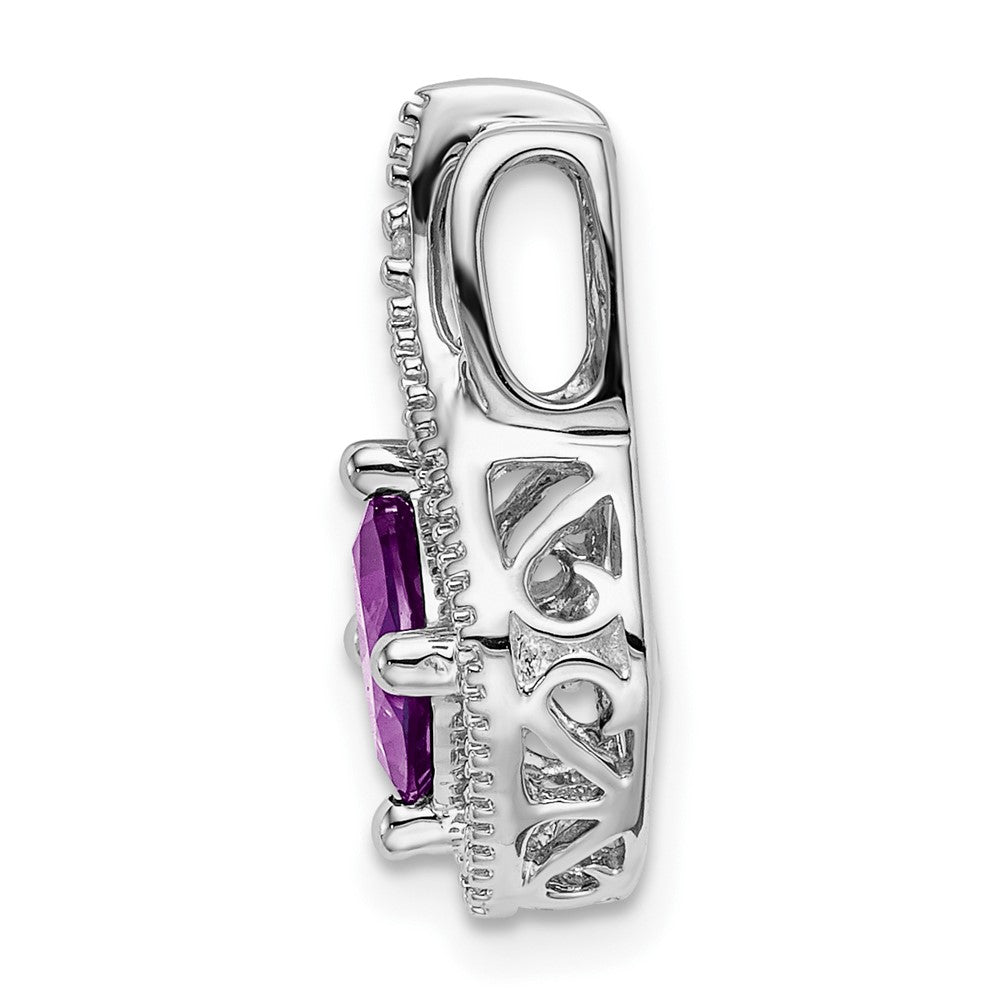 14k White Gold Amethyst and Diamond Pendant (2 grams)