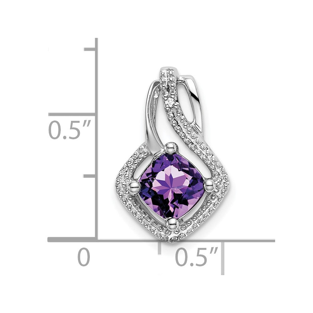 14k White Gold Amethyst and Diamond Pendant (2 grams)