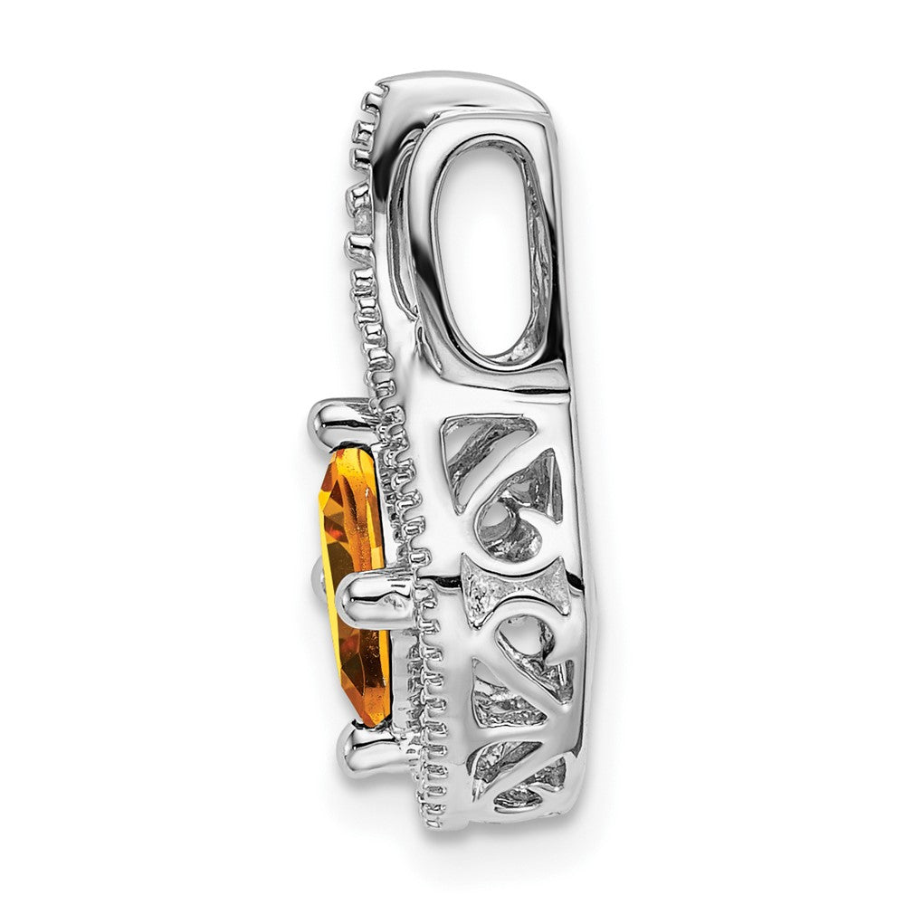 14k White Gold Citrine and Diamond Pendant (2 grams)