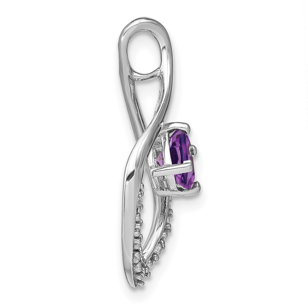 14k White Gold Amethyst and Diamond Pendant (1.55 grams)