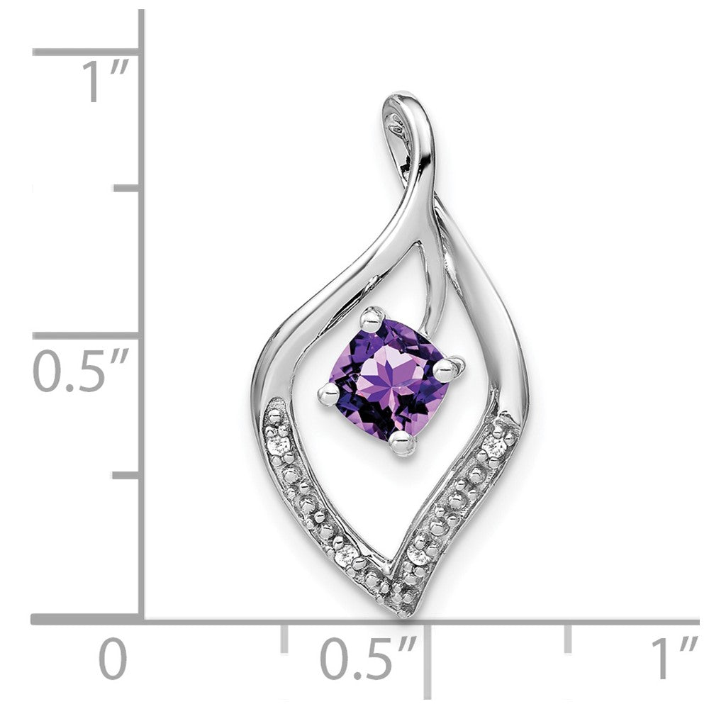 14k White Gold Amethyst and Diamond Pendant (1.55 grams)