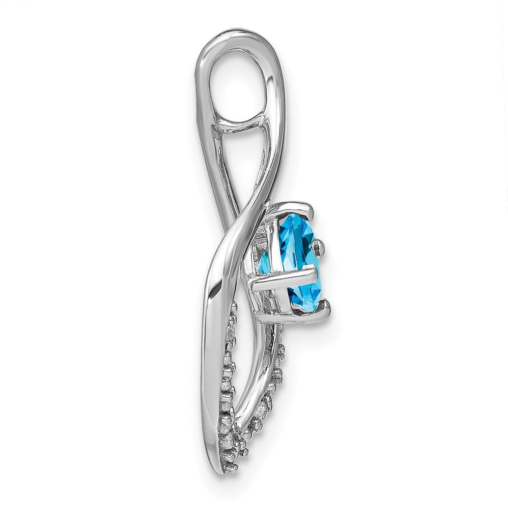 14k White Gold Blue Topaz and Diamond Pendant (1.55 grams)
