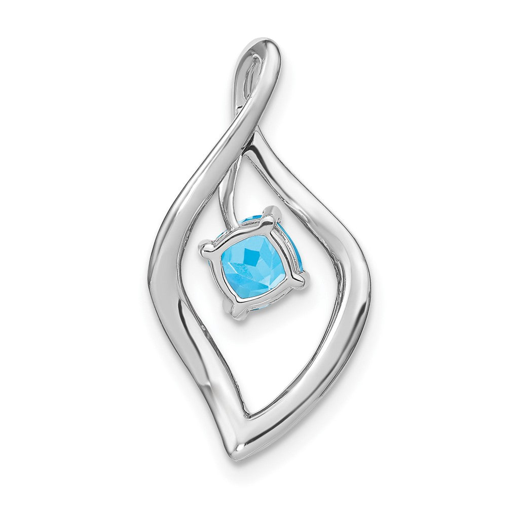 14k White Gold Blue Topaz and Diamond Pendant (1.55 grams)