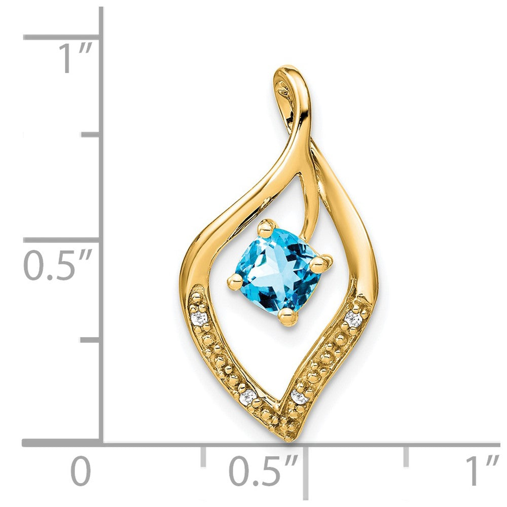 14k Blue Topaz and Diamond Pendant (1.55 grams)