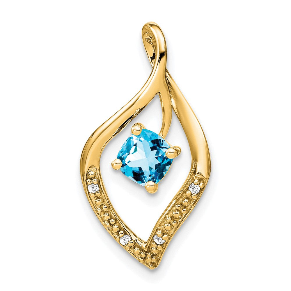 14k Blue Topaz and Diamond Pendant (1.55 grams)