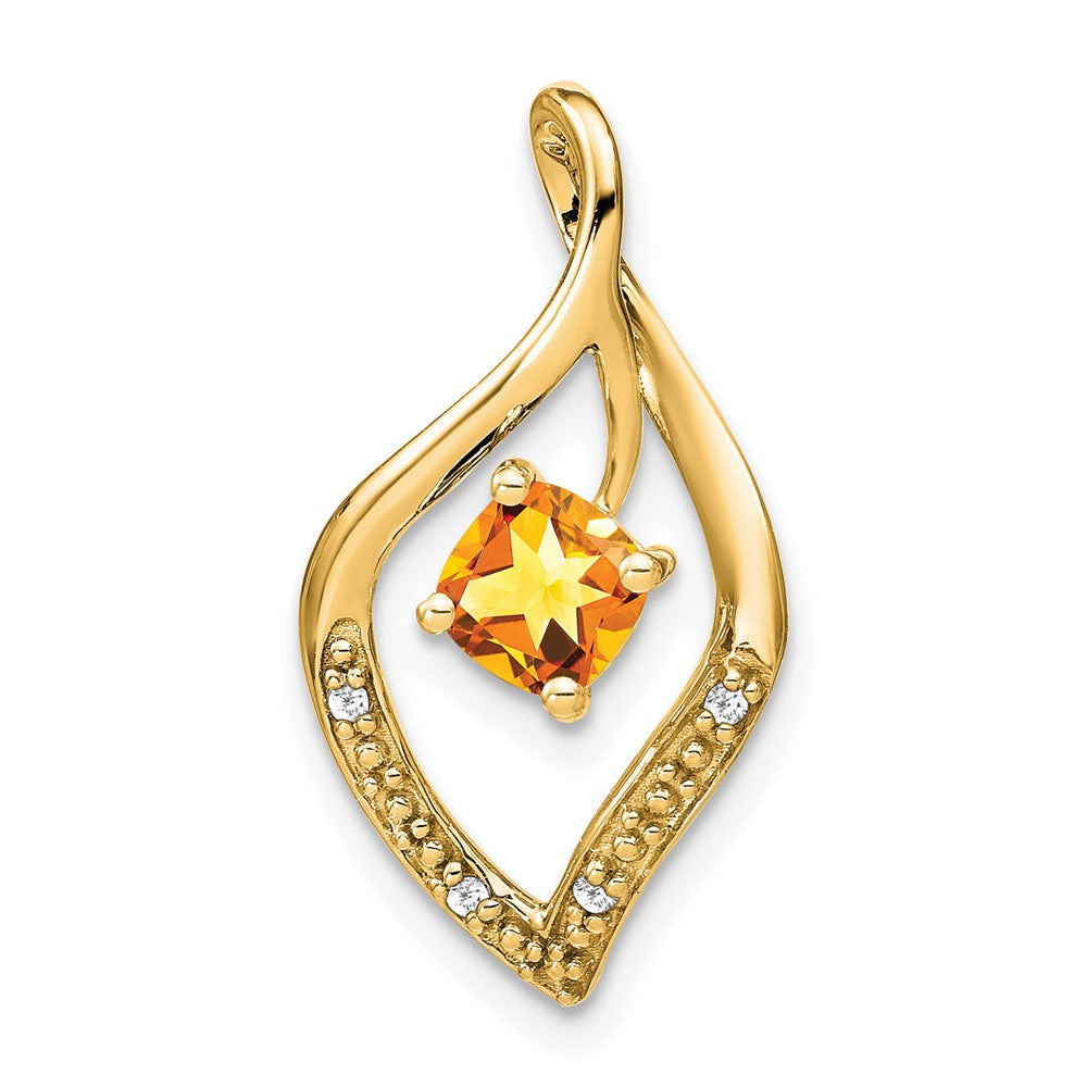 14k Citrine and Diamond Pendant (1.55 grams)