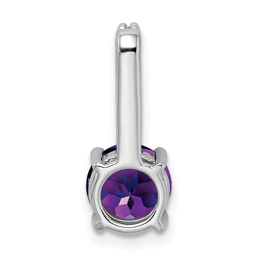 14k White Gold Round Amethyst and Diamond Pendant (1.15 grams)
