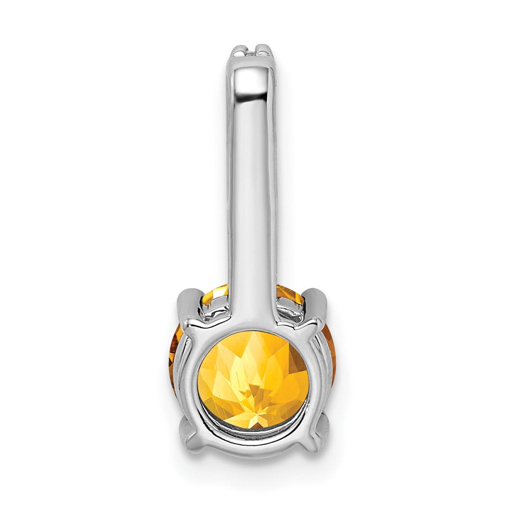 14k White Gold Round Citrine and Diamond Pendant (1.15 grams)