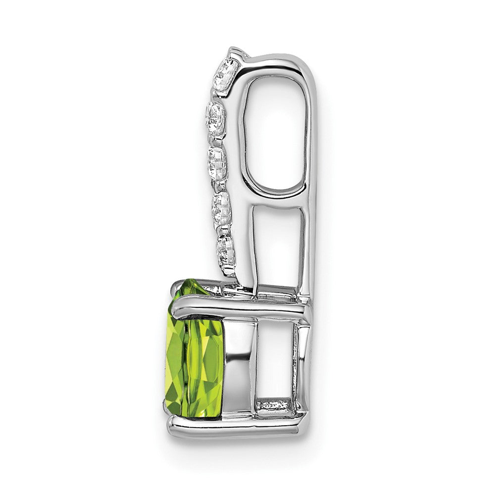 14k White Gold Round Peridot and Diamond Pendant (1.15 grams)