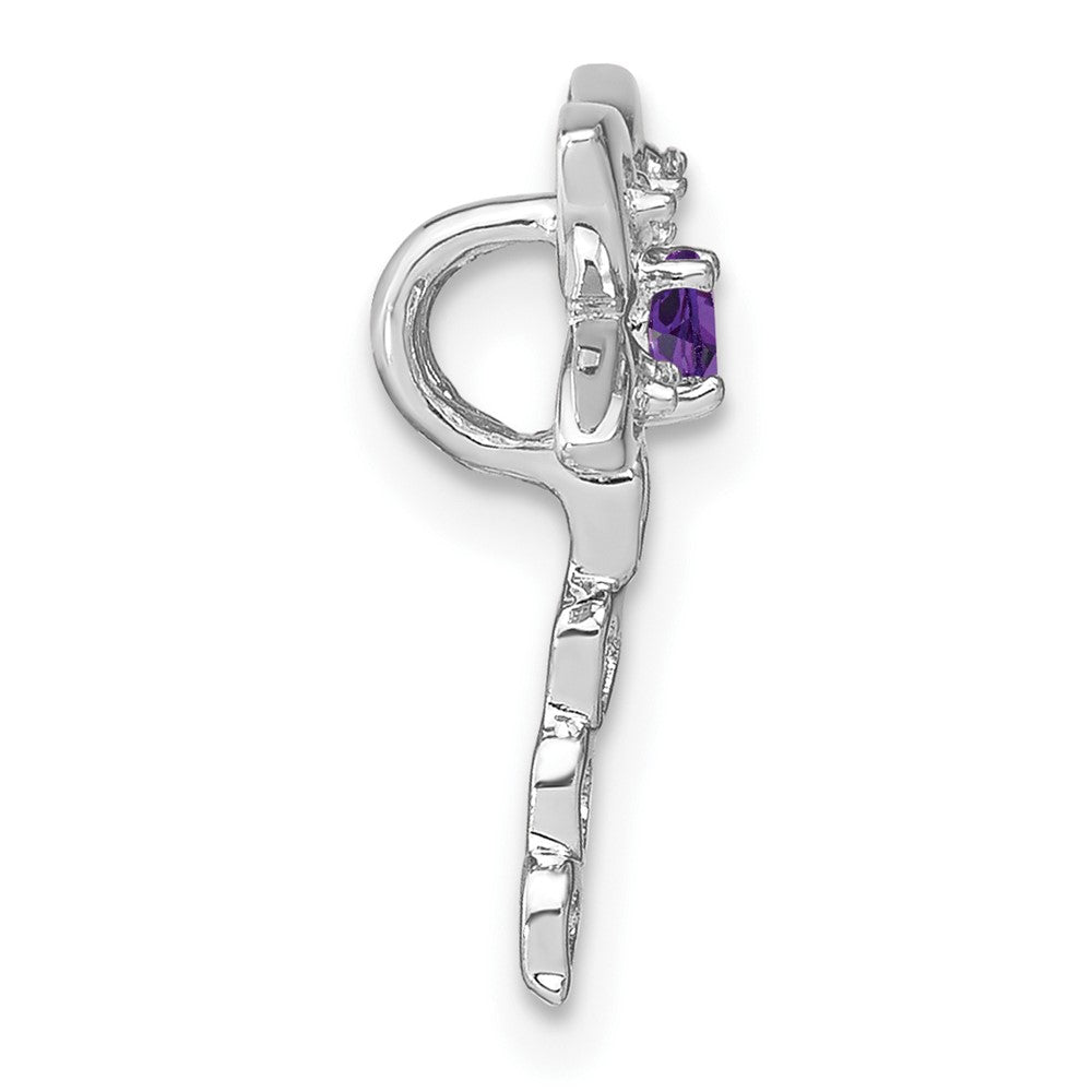 14k White Gold Amethyst and Diamond Dragonfly Chain Slide (0.95 grams)