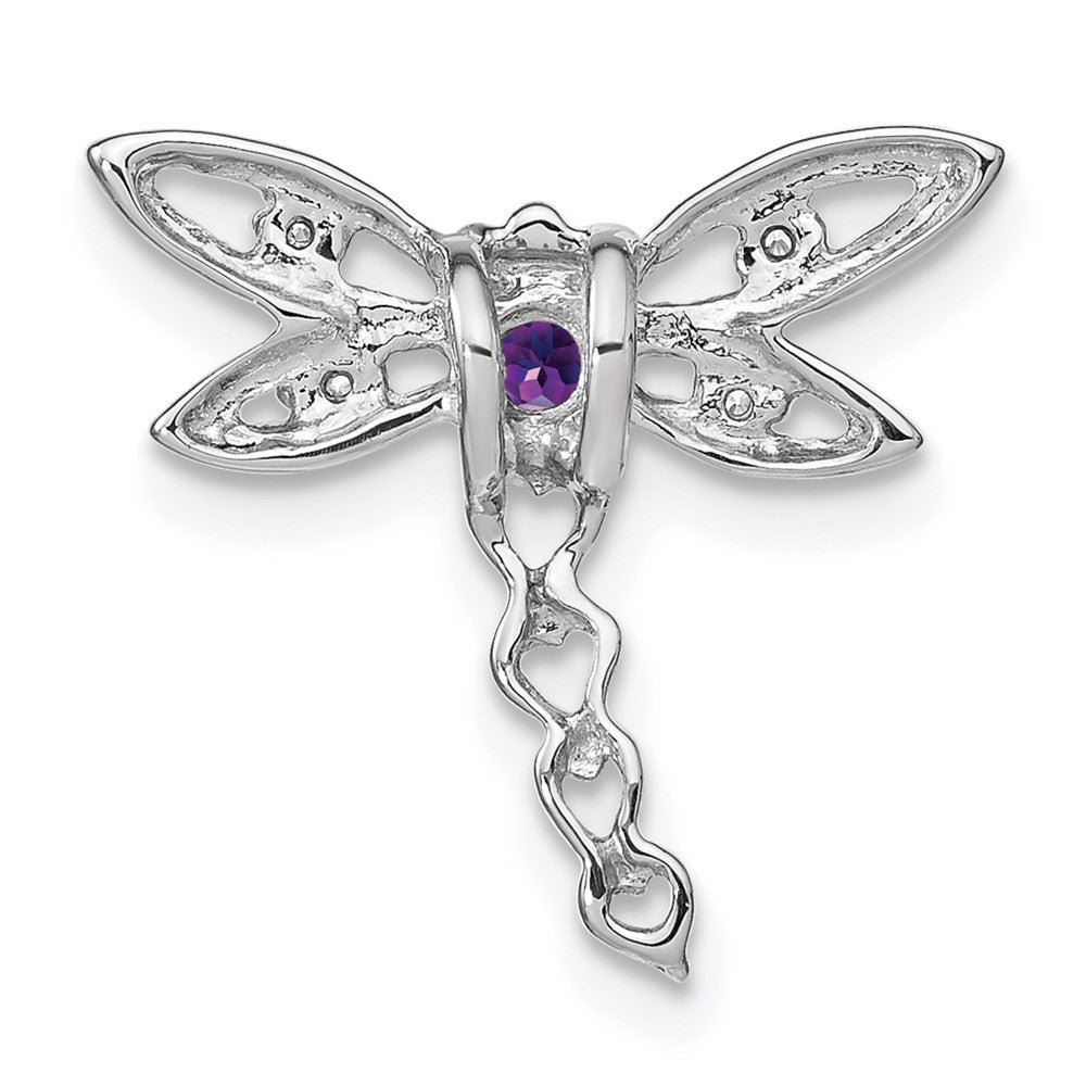 14k White Gold Amethyst and Diamond Dragonfly Chain Slide (0.95 grams)