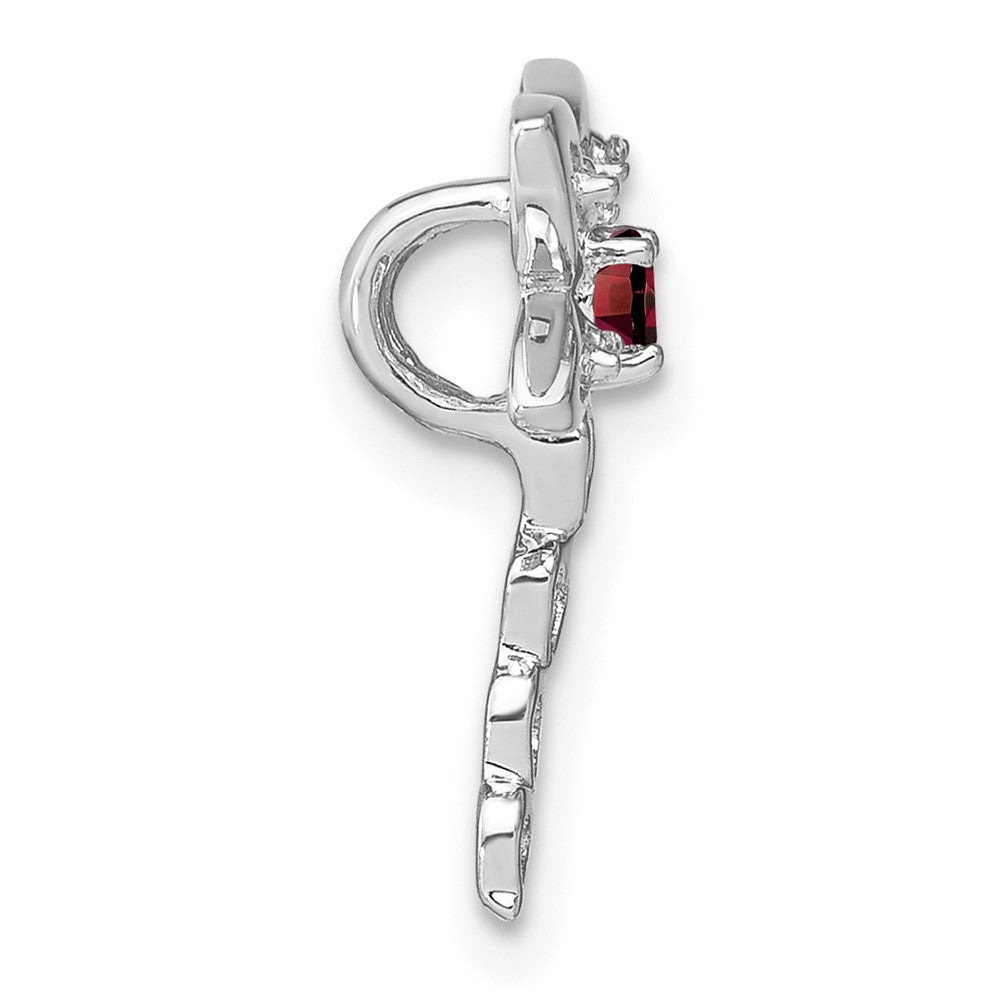 14k White Gold Garnet and Diamond Dragonfly Chain Slide (0.95 grams)