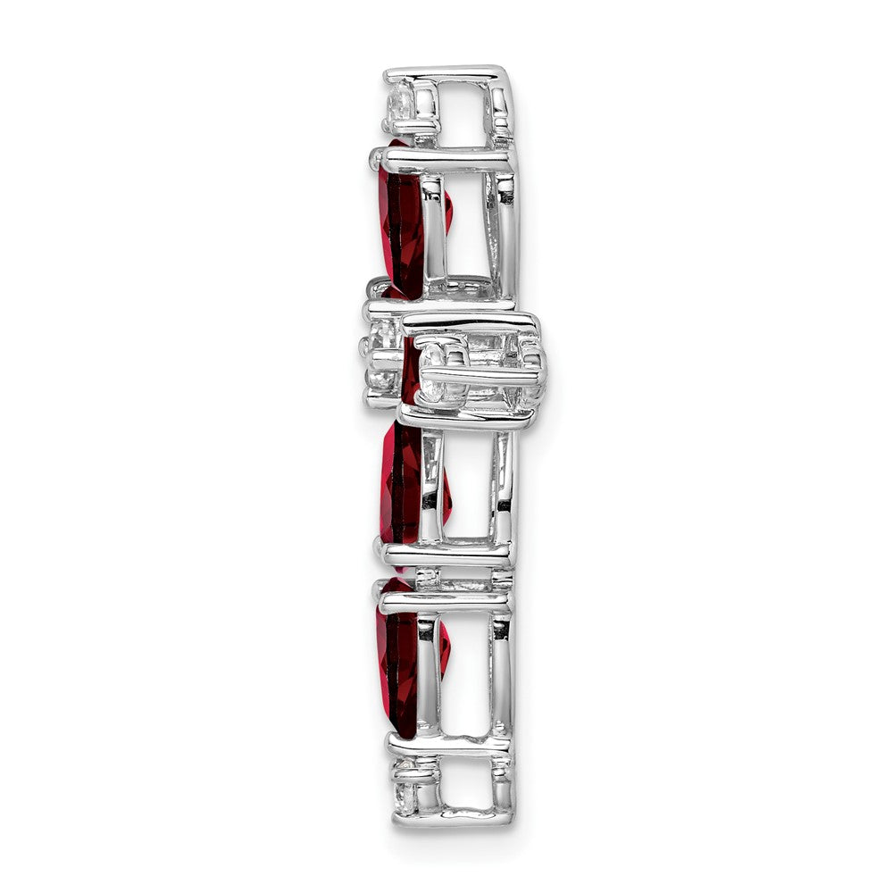 14k White Gold Garnet and Diamond Cross Chain Slide (1.85 grams)