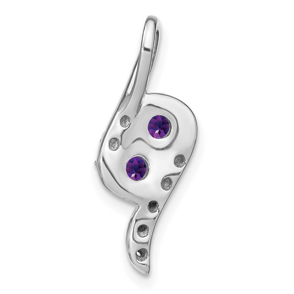 14k White Gold Amethyst and Diamond Chain Slide (2.1 grams)