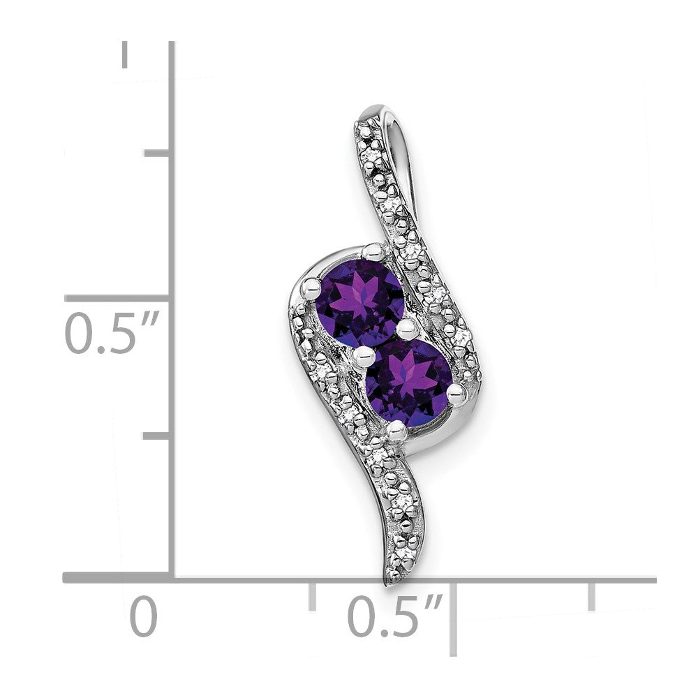 14k White Gold Amethyst and Diamond Chain Slide (2.1 grams)