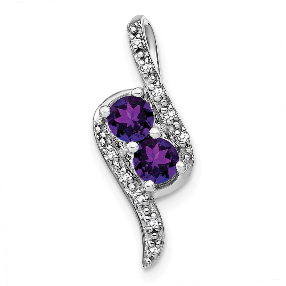 14k White Gold Amethyst and Diamond Chain Slide (2.1 grams)