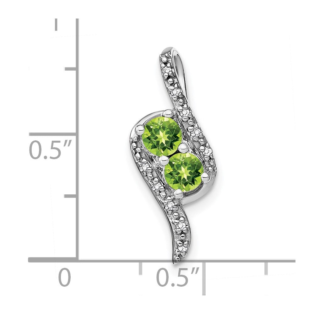 14k White Gold Peridot and Diamond Chain Slide (2.1 grams)