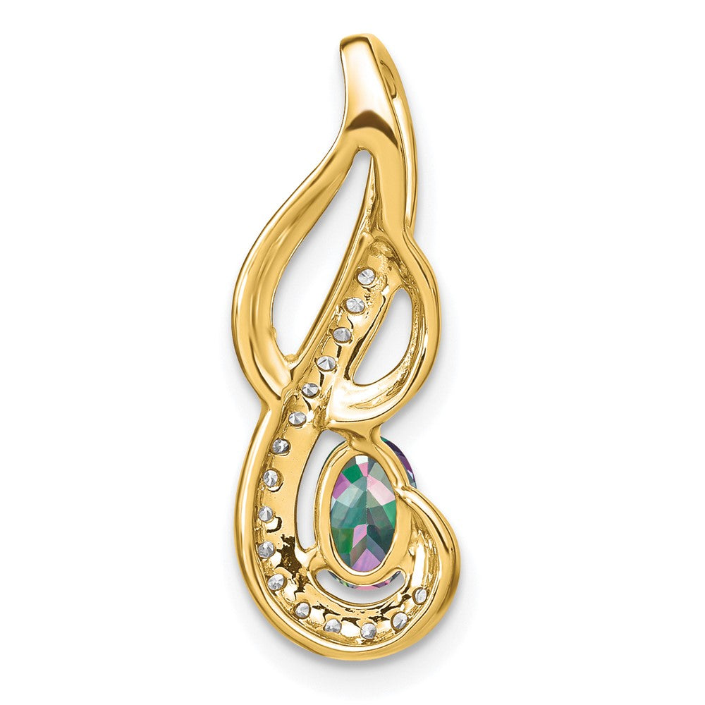 14k Mystic Fire Topaz and Diamond Swirl Pendant (1.85 grams)