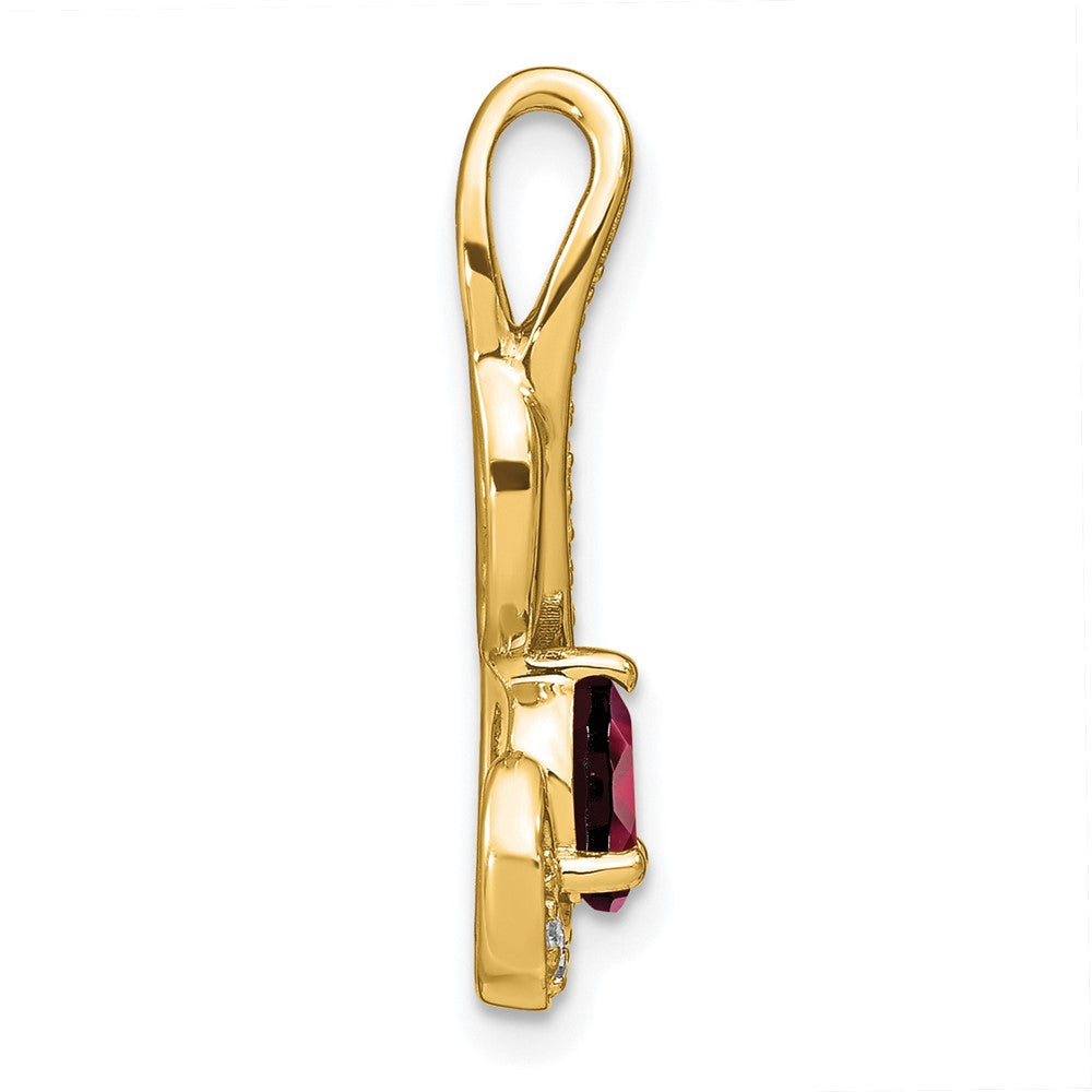 14k Garnet and Diamond Swirl Pendant (1.85 grams)
