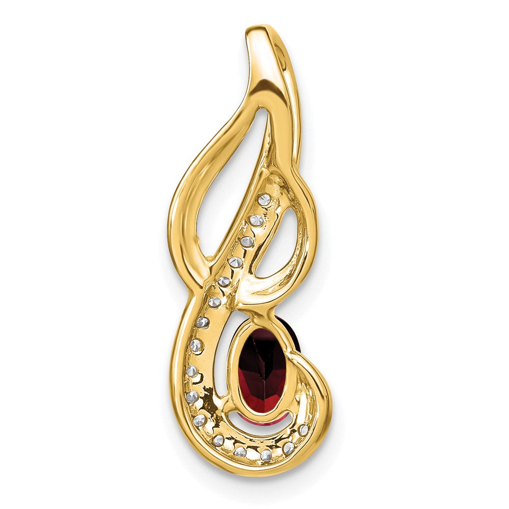 14k Garnet and Diamond Swirl Pendant (1.85 grams)