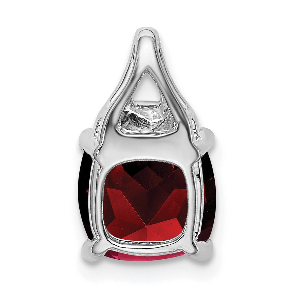 14k White Gold Cushion Garnet and Diamond Pendant (1.2 grams)