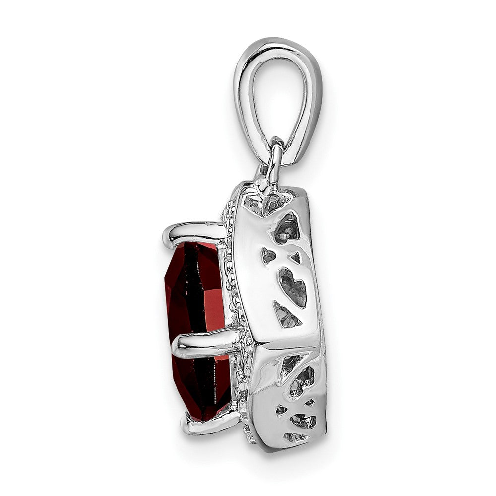 14k White Gold Cushion Garnet and Diamond Pendant (2.2 grams)